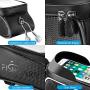 FISHOAKY Bike Front Frame Bags, Waterproof Bicycle Phone Mount Bag, Sensitive Touch Screen Sun Visor Large Capacity Top Tube Bike Bag Fits for iPhone X Xs Max 8 Plus Below 6.5"