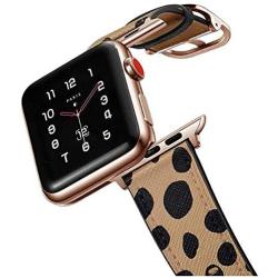 Leather Band Compatible with Watch 38mm 40mm 42mm 44mm, Genuine Leather Vintage Replacement Strap Classic Bands Buckle Compatible with iWatch Series 5/4/3/2/1