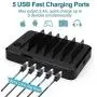 Charging Station for Multiple Devices 6 Short Mixed Charging Cables Multi USB Charger Station Organizer for Cell Phones Apple Samsung Tab Electronics Tech Gadget -Black Charging Station for Multiple Devices 6 Short Mixed Charging Cables Multi USB Charger Station Organizer for Cell Phones Apple Samsung Tab Electronics Tech Gadget -Black