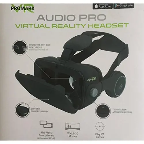 ProMark Virtual Reality Goggles With Built In Headset For Google Play, App Store, Fits Most Smartphones ProMark Virtual Reality Goggles With Built In Headset For Google Play, App Store, Fits Most Smartphones
