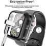 Tauri 2 Pack Case Built-in Tempered Glass Screen Protector for Apple Watch 44mm Series 5/Series 4, iWatch 44mm Glass Screen Protector Cover, Matte Hard Bumper, Full Protection - Black