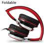 Headphones, FOSTO FT58 Stereo Foldable Headset Strong Low Bass Headphones with Microphone for iPhone, All Android Smartphones, PC, Laptop, Mp3/mp4, Tablet Earphones（Red