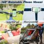 Bike Phone Mount - Phone Holder for Bike, Phone Stand for Motorcycle, Silicone Phone Holder for Handlebar fits iPhone, Samsung, Huawei, GPS, Adjustable Rotation Phone Mount for Bike, Stroller