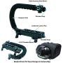 Cam Caddie Scorpion Jr Triple Shoe Camera Stabilizer - Collapsible Stabilizing Smartphone Handle Compatible with All DSLR, GoPro, Mobile Phones w/ 3-in-1 Integrated Cold Shoe - Black