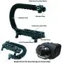Cam Caddie Scorpion Jr Triple Shoe Camera Stabilizer - Collapsible Stabilizing Smartphone Handle Compatible with All DSLR, GoPro, Mobile Phones w/ 3-in-1 Integrated Cold Shoe - Black