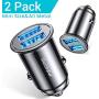 [2-Pack] AINOPE Car Charger, 4.8A All Metal Car Charger Adapter Dual USB Cigarette Lighter USB Charger Mini Flush Fit Compatible with iPhone 11/XR/x/8/7, iPad Air 2/Mini 3, Note 9/Galaxy S10/S9-Black