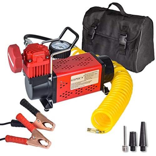 GSPSCN Portable 12V Air Compressor Pump, 150PSI Red Tire Inflator, Heavy Duty Auto Air Pump,for Car, Truck, RV, ATV, MPV,Lawn Mower and Other Inflatables