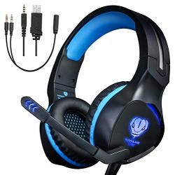 Xbox One Headset,Gaming Headset for PS4 PC Mobile Phone,3.5 mm Gaming Headset LED Light Over-Ear Headphones with Volume Control Microphone for Xbox PS4 Laptop Tablet USB Lighting WSQiWNi