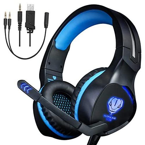 Xbox One Headset,Gaming Headset for PS4 PC Mobile Phone,3.5 mm Gaming Headset LED Light Over-Ear Headphones with Volume Control Microphone for Xbox PS4 Laptop Tablet USB Lighting WSQiWNi