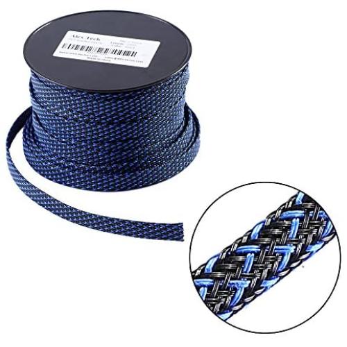 100ft - 1/4 inch PET Expandable Braided Sleeving – Blackblue – Alex Tech braided cable sleeve