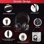 PROYEE Gaming Headset for PC Xbox One PS4 with 7.1 Surround Sound Stereo,Soft Breathing Earmuffs-Gameing Headphones with Noise Cancelling Mic, RGB Lights for Laptop, Mac, iPad, Nintendo (Black+Red)