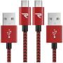 Micro USB Cable 0.65ft [2 Pack], RAMPOW Charging Cord, Fast Charge & Sync USB Cable, Braided Android Charger Cable for Samsung Galaxy S7 Edge S6 S5, Moto, LG G4, HTC - Red