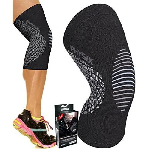 Physix Gear Knee Support Brace - Premium Recovery & Compression Sleeve For Meniscus Tear, ACL, MCL Running & Arthritis - Best Neoprene Stabilizer Wrap for Crossfit, Squats & Workouts - For Men & Women