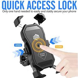 ILM Motorcycle Bike Phone Mount Holder 360° Rotation Adjustable Clamps for Handlebars Cell Phones iPhone Samsung Galaxy HUAWEI HTC (Classic Phone Holder)