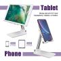 Foldable Cell Phone Stand Holder Adjustable Cell Phone Stand for Desk Compatible with iPhone 10 11 X Xr Xs max All Mini Samsung Galaxy ipad Smartphones Tablets（White）