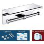 Waydeli Double Toilet Paper Holder – Double Toilet Paper Roll Holder with Shelf, Adhesive No Drilling or Wall Mounted, Stainless Steel Polished Chrome