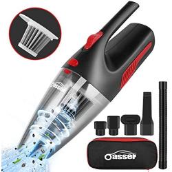 Oasser Handheld Vacuum Cordless Vacuum Cleaner Car Vacuum Wet Dry Stainless Steel Filter Powerful Li-ion Battery Quick Charge for Pet Hair Dust Gravel Cleaning Red Upgraded Version V1