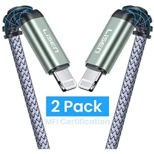 2-Pack LISEN iPhone Charger Cable 6ft, Apple MFi Certified Lightning Cable, Nylon Braided USB Fast Charging Cord Compatible with iPhone X/Xs Max/XR / 8/8 Plus / 7/7 Plus iPad, Grey 2-Pack LISEN iPhone Charger Cable 6ft, Apple MFi Certified Lightning Cable, Nylon Braided USB Fast Charging Cord Compatible with iPhone X/Xs Max/XR / 8/8 Plus / 7/7 Plus iPad, Grey