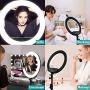 KEAYEO 14" LED Selfie Ring Light with Tripod Stand and Phone Holder for Live Stream, Makeup, Camera Beauty LightRing Tripod for YouTube Video, Photography Compatible for iPhone Android