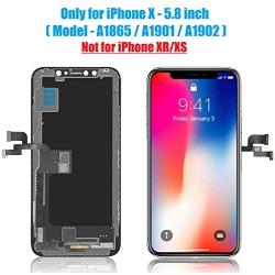 for iPhone X Screen Replacement OLED 5.8 inch with 3D Touch Screen Display Digitizer Assembly Set for A1865,A1901,A1902 w/Repair Tools Kit+ Waterproof Frame Adhesive Sticker+Screen Tempered Protector