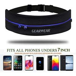 GEARWEAR Running Belt Phone Holder Runner Waist Band Pocket for Workout Fitness Walking Jogging Exercise Sport Gym for iPhone 11 XR XS MAX 8 Plus Samsung Women Men