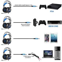 PS4 Headset KingTop Over Ear Stereo Bass Gaming Headphone with Noise Isolation Microphone for PS4 Xbox One S PC Mobile Phones Guarranteed