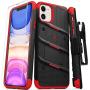 ZIZO Bolt Series iPhone 11 Case - Heavy-Duty Military-Grade Drop Protection w/Kickstand Included Belt Clip Holster Tempered Glass Lanyard - Black/Red