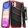 ZIZO Bolt Series iPhone 11 Case - Heavy-Duty Military-Grade Drop Protection w/Kickstand Included Belt Clip Holster Tempered Glass Lanyard - Black/Red
