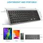 Rechargeable Multi-Device Bluetooth Keyboard with Numeric Keypad for MacBook iPad, JACKYLED Full Size Wireless Bluetooth Keyboard Compatible with MacOS iOS Windows Android Laptop Tablet Smartphone