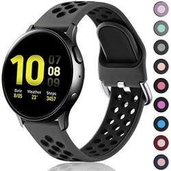 Lerobo Compatible for Samsung Galaxy Active 2 Watch Bands 44mm 40mm,Active Watch Bands, Galaxy Watch bands 42mm, 20mm Soft Silicone Sports Wristband Replacement Straps for Women Men Black,Large