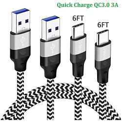 6FT 2Pack Charger Cord Charging Cable for Samsung Galaxy A51 A71 5G A21 S8plus Note9 Note8 S9plus Note 8 9 10 A50 A70 A10E A20 A41,Pixel3 Pixel2 XL,T-Mobile REVVLRY+,USB Type C Fast Charge Phone Wire