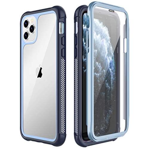 SPIDERCASE for iPhone 11 Pro Max Case, Built-in Screen Protector Full Heavy Duty Protection Shockproof Anti-Scratched Rugged Case for iPhone 11 Pro Max 6.5 inch 2019 (Blue+Clear)