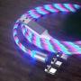 LED Flowing Magnetic Charger Colorful Cable Light Up Candy Moving Party Shining Charger Phone Charging Cable Magnetic Streamer Absorption USB Snap Quick Connect 3 in 1 USB Cable