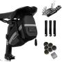 Hommie Bike Repair Tool Kits, 16-in-1 Bicycle Saddle Bag with Repair Set, Mechanic Portable Tyre Tools Set Bag with Reflective Strip
