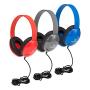 Egghead Heavy-Duty Kids Headphones w/Tangle-Free Fabric Cord (Pack of 10) Blue