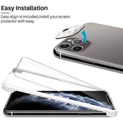 [2 Pack] L K iPhone 11 Pro Camera Lens Screen Protector + [2 Pack] Glass Screen Protector Film Scratch-resistant, fingerprint-proof for iPhone 11 Pro, 5.8-inch