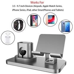 Fingic 3 in 1 Charging Station for Apple Watch, Airpods Charger Stand for Apple Watch Charging Stand for AirPods/iWatch Series 4/3/2/1 and iPhone 11/11 Pro Max/X/XS/XR/Xs Max/8/8 Plus/iPad, Space Gray