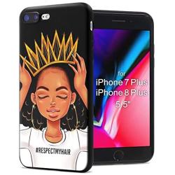 XIX iPhone 7 Plus iPhone 8 Plus Case African American Afro Girls Women Slim Fit Shockproof Bumper Cell Phone Accessories Thin Soft Black TPU Protective Apple iPhone 7 Plus Cases (09)