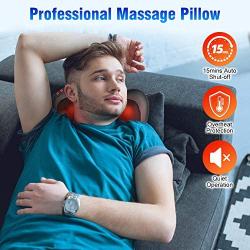 HAUEA Back Massager, Shiatsu Neck and Back Massager with Heat, Massager Pillow with 8 Nodes, Deep Tissue Kneading for Shoulders, Lower Back, Calf, for Men Women