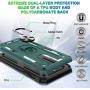 LG Stylo 5 Case, LG Stylo 5 Plus Case, LG Stylo 5V Case with Tempered Glass Screen Protector [2Pack], Jshru Military Grade Phone Case with Ring Car Mount Kickstand for LG Stylo 5X Midnight Green