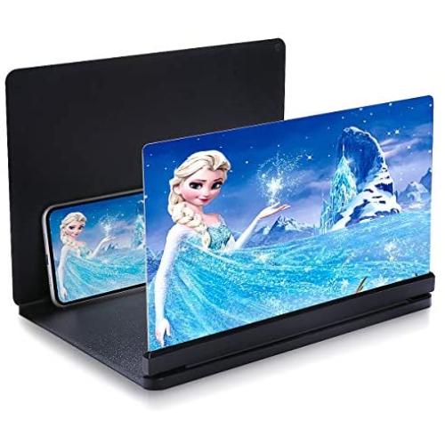 Screen Magnifier for Cell Phone, Phone Screen Magnifier 12 Inches Fold-able Phone Stand,Smart Phone Screen Projector for Movies, Videos, and Gaming(Black)