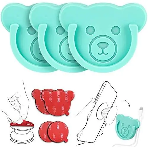 Car Grips Mount for Phone Stand Cute Bear Style Silicone Phone Holder with Phone line Clasp for Collapsible Grip/Socket Mount User Used on Dashboard, Home, Office, Kitchen, Desk, Wall (Blue) 3 Pack Car Grips Mount for Phone Stand Cute Bear Style Silicone Phone Holder with Phone line Clasp for Collapsible Grip/Socket Mount User Used on Dashboard, Home, Office, Kitchen, Desk, Wall (Blue) 3 Pack