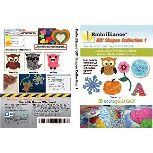 Embrilliance Accuquilt Go! Collection 1 for Essentials & StitchArtist Embroidery Software for MAC & PC Embrilliance Accuquilt Go! Collection 1 for Essentials & StitchArtist Embroidery Software for MAC & PC