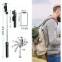 Selfie Stick Tripod Update Bluetooth Selfie Stick with Detachable Wireless Remote/Build-in Light/HD Mirror, Compatible with iPhone and Android Smartphone
