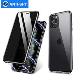 iPhone 11 Pro Max Case, ZHIKE Anti-Peep Magnetic Adsorption Case Front and Back Tempered Glass Full Screen Coverage One-Piece Design Flip Privacy Cover (Anti Spy-Clear Black)