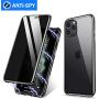 iPhone 11 Pro Max Case, ZHIKE Anti-Peep Magnetic Adsorption Case Front and Back Tempered Glass Full Screen Coverage One-Piece Design Flip Privacy Cover (Anti Spy-Clear Black)