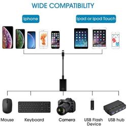 FA-STAR USB Camera Adapter, USB Female OTG Data Sync Cable Compatible with iPhone 11 X 8 7 6 Plus iPad Air Pro Mini, Support Card Reader, USB Flash Drive, Mouse, Keyboard, Hubs, MIDI - Black