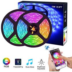 Bluetooth LED Strip Lights, ALED LIGHT 5050 10M (2 x 5M) 300 LED Stripes Lights Smart-Phone Controlled Waterproof RGB LED Band Light for Home&Outdoor Decoration