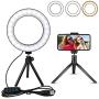 LED Ring Light 6" with Tripod Stand for YouTube Video and Makeup, Mini LED Camera Light with Cell Phone Holder Desktop LED Lamp with 3 Light Modes & 11 Brightness Level (6 inch)