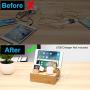 Bamboo Charging Station Dock for 4/5 / 6 Ports USB Charger,Desktop Docking Station Organizer for Cellphone,Smart Watch,Tablet(5 Charging Cables Included,No Power Supply)